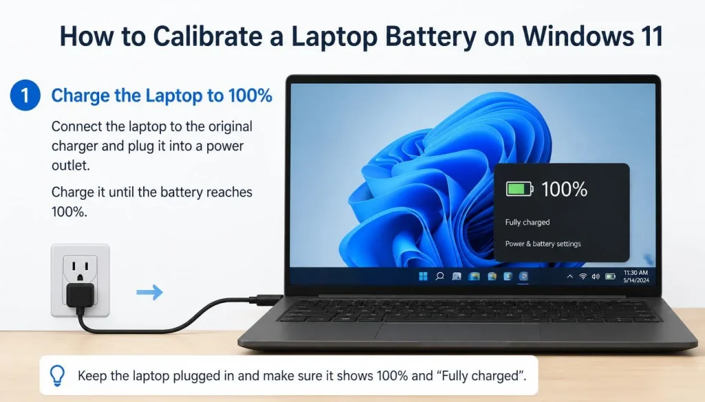 Charge the Laptop to 100%
