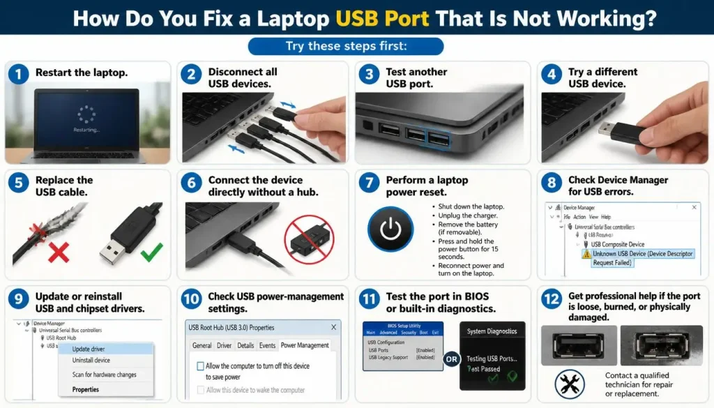 How Do You Fix a Laptop USB Port That Is Not Working