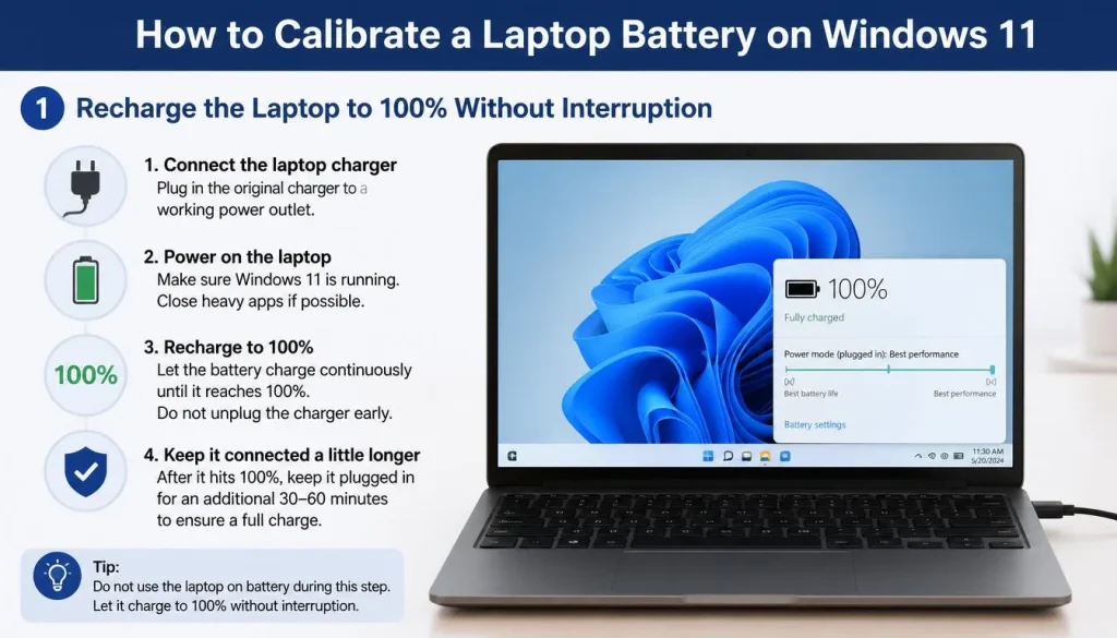 Recharge the Laptop to 100% Without Interruption