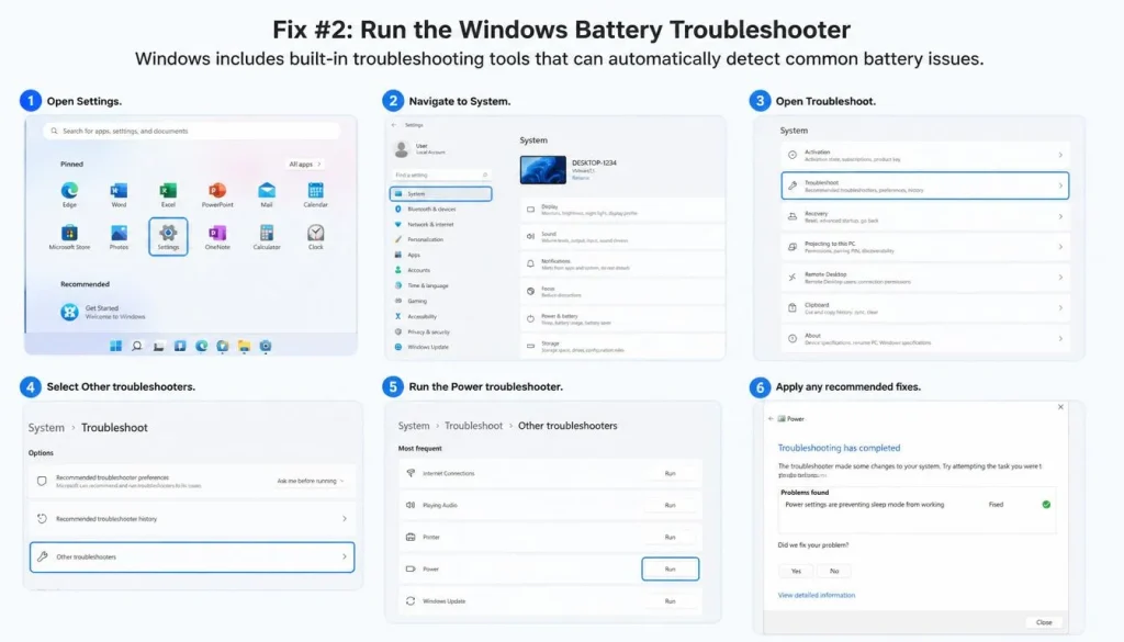 Run the Windows Battery Troubleshooter