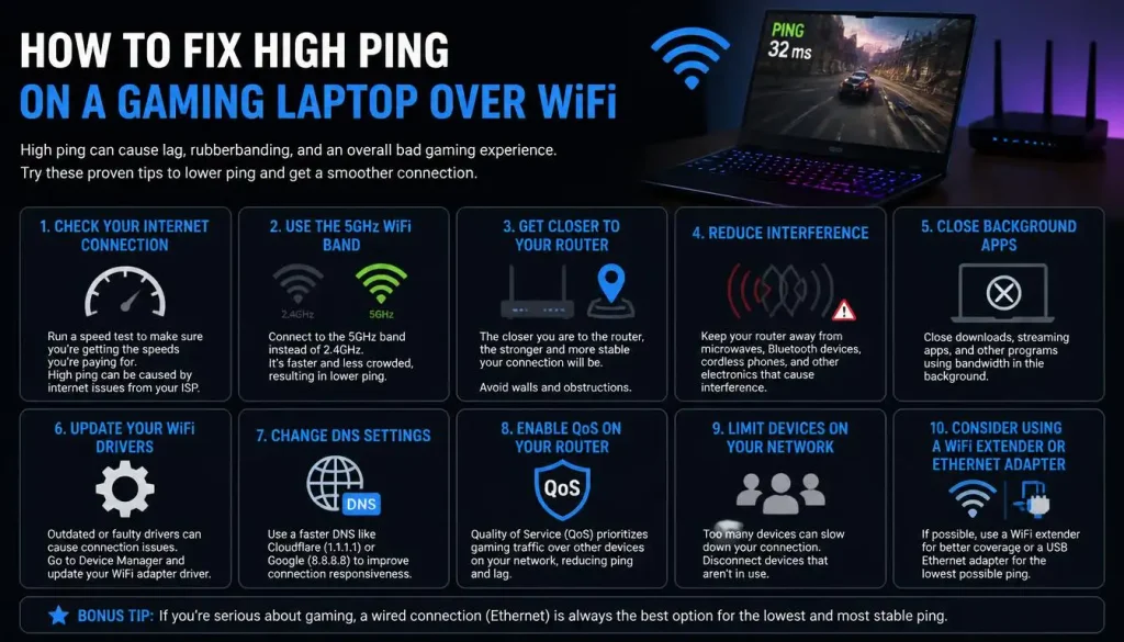 How to Fix High Ping on a Gaming Laptop Over WiFi