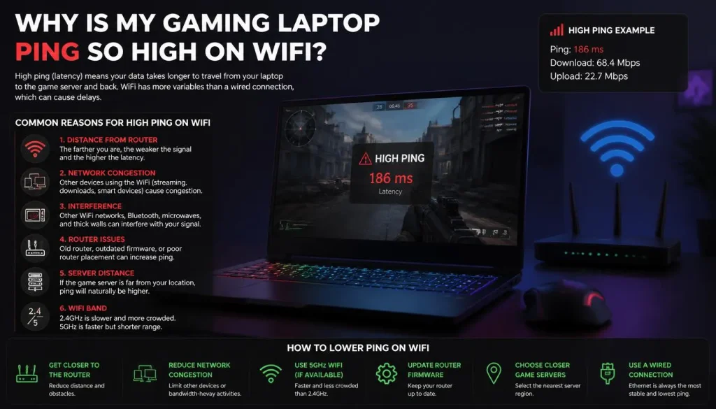 Why Is My Gaming Laptop Ping So High on WiFi