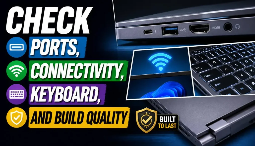 Check Ports, Connectivity, Keyboard, and Build Quality