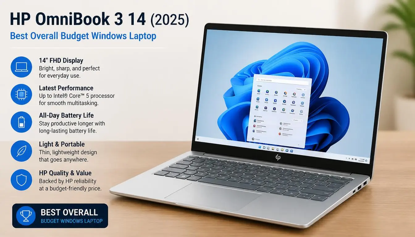 HP OmniBook 3 14 (2025) Best Overall Budget Windows Laptop